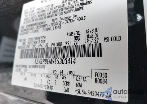 2014 Ford Mustang V6 Premium z USA, uszkodzony, nr VIN 1ZVBP8EM9E5303414